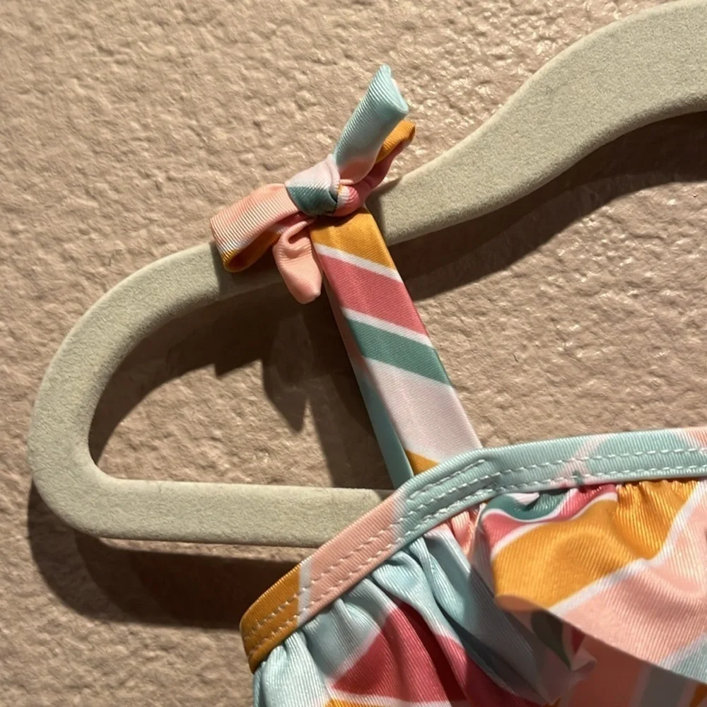 Wonder Nation Girls Neutral Mod One Piece Ruffle Swimsuit Size 12 Months